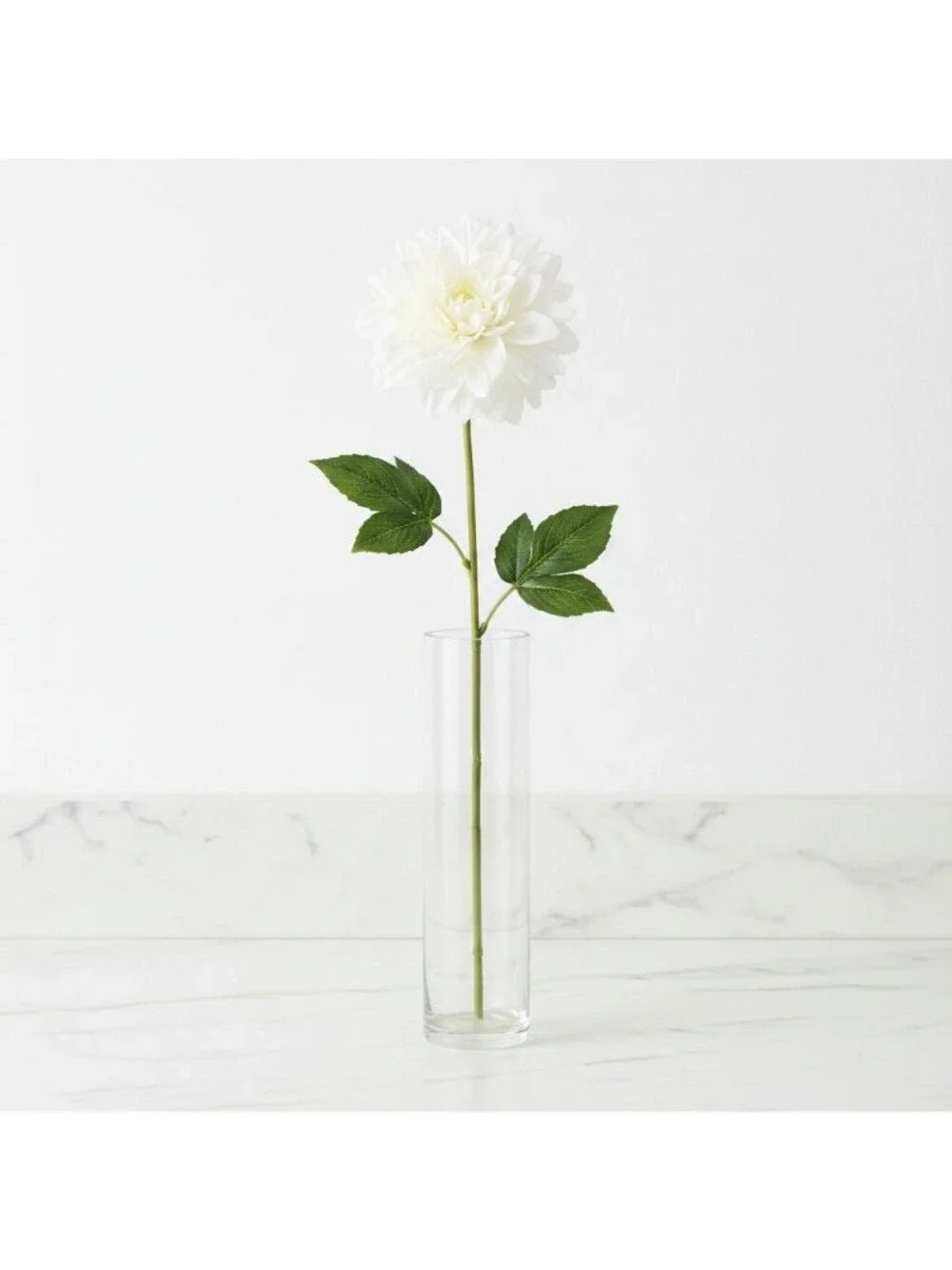 White Dahlia Faux Flower Stem Large 24 Inch Bloom 5 Inch Artificial Real